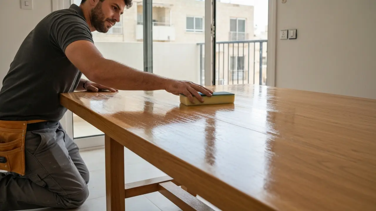 איך מתקנים שולחן עץ שנגע בו מים או נוצר עליו כתם לבן? - נגר